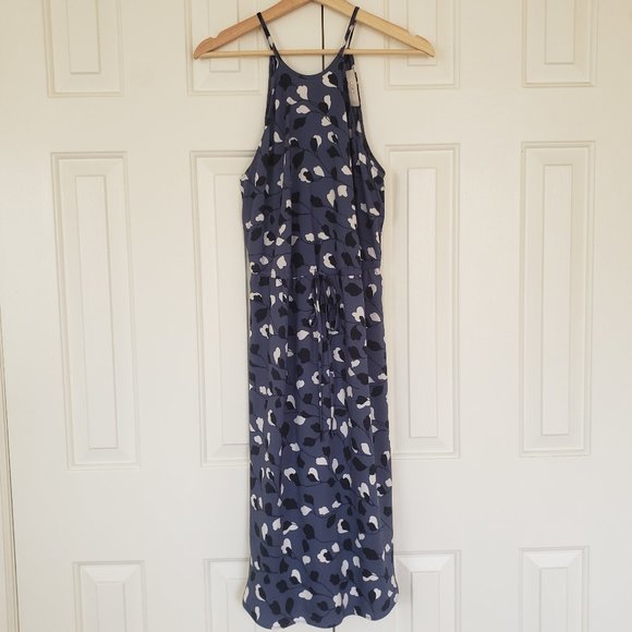 Loft Dusky Blue Floral Dress - Spaghetti straps and tie waist. Size XS - Picture 3 of 13